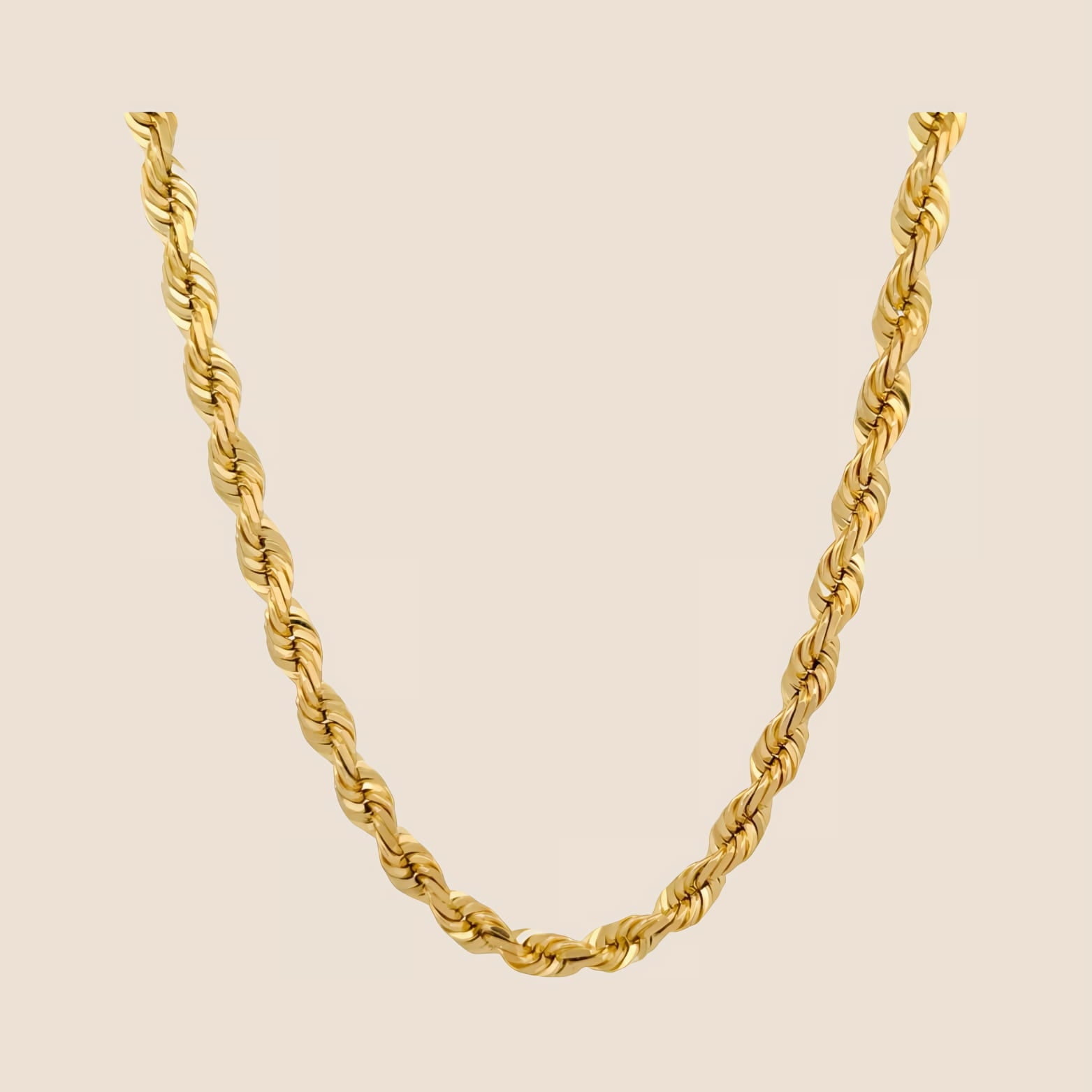 Diamond2Deal 14K Yellow Gold 7mm Rope Chain Necklace 22inch for Women, Women's, Size: 22 in