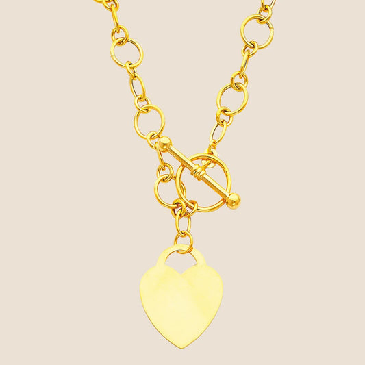Heart Pendant Necklace with Toggle Clasp