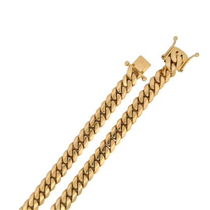 9MM Cuban Link Chain in 14k Solid Yellow Gold with Box Lock, Made in USA